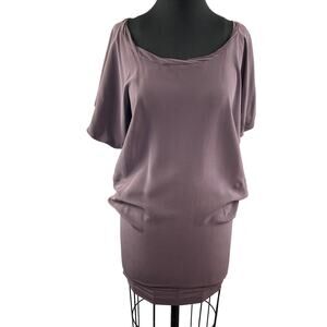 Anthropologie Left of Center Purple Bodycon Dress Boat Neck Short Sleeve M